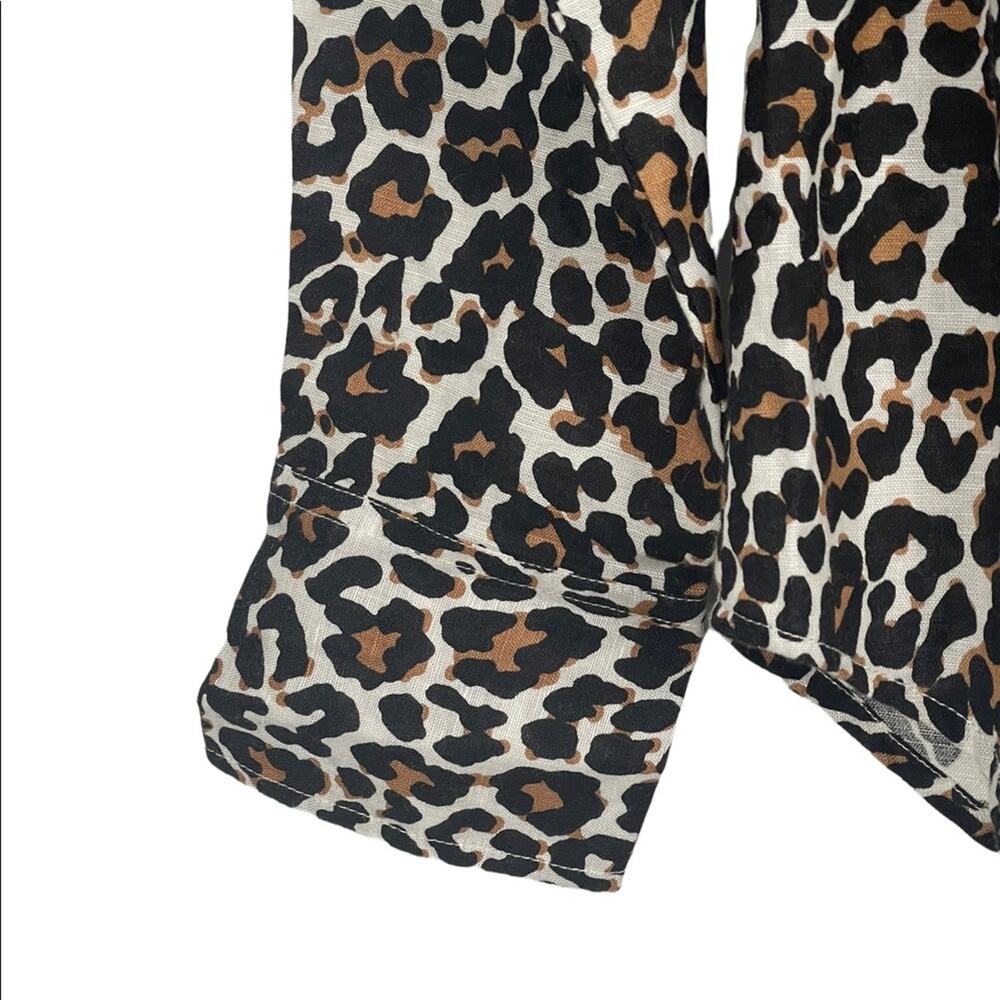 J. Crew Linen Blend Leopard Print Button Front To… - image 4